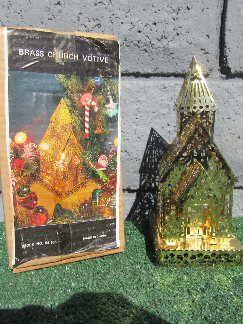 Vintage Brass Filigree Church Votive Candle Holder